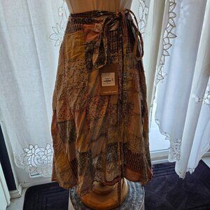 Magnolia Pearl Sascha Wrap Patchwork Skirt Women's One Size NWT